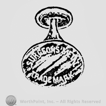 Words SURGEONS ' METAL TRADE MARK written on a mounting.