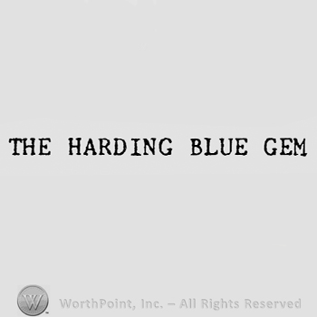 Words THE HARDING BLUE GEM.