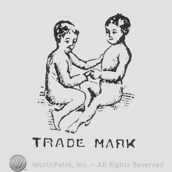 Two naked boys and words TRADE MARK written bellow.