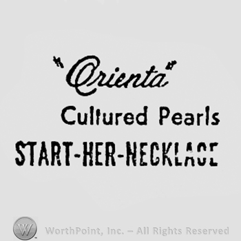 Words ORIENTA CULTURED PEARLS START-HER-NECKLACE.