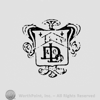 Monogram of letters D and L on a shield.