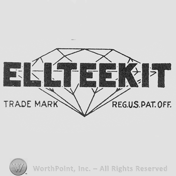 Words ELLTEEKIT TRADE MARK REG. US. PAT. OFF. Written on a diamond.