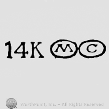 Number 14, letter K and letters MC each inside a circle.