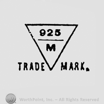 Number 925 and letter M inside a triangle; Words TRADE MARK written bellow.