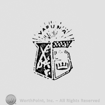 Word VARUNA written above a shield with swords and crown.