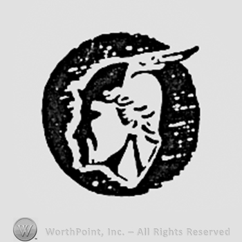 Man's head inside a dark circle.