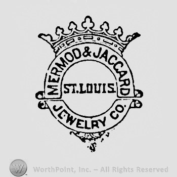 Word ST.LOUIS inside a crowned circle; words MERMOD & JACCARD JEWELRY CO. written on the edge.