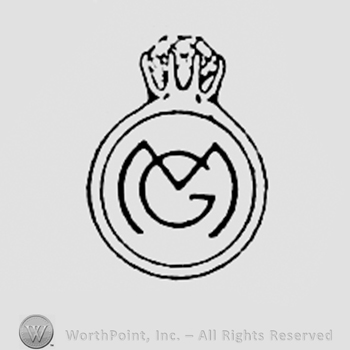 Monogram of letters MG inside a ring.