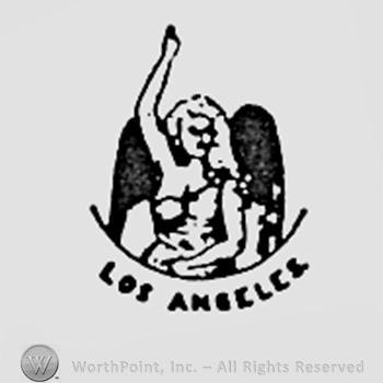 Winged woman above word LOS ANGELES.