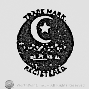 Crescent and a star inside a dark circle; TRADE MARK written above and bellow.