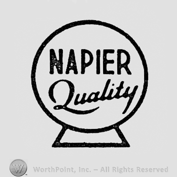 Words NAPIER QUALITY inside a globe.