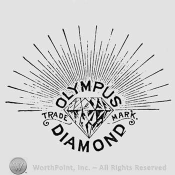 Words OLYMPUS TRADE MARK DIAMOND written arrownd a diamond.