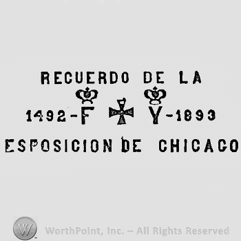 Words RECUERDO DE LA ESPOSICION DE CHICAGO, and years 1492, 1893.