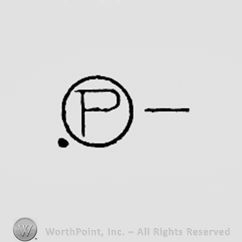 Letter P inside a circle and a line.