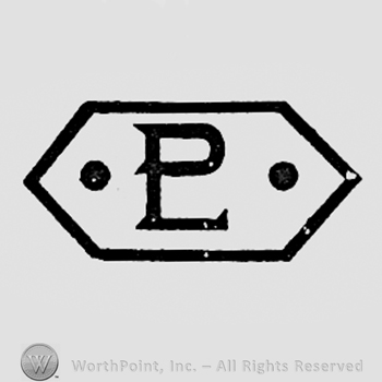 Monogram of letters PL inside a hexagon.