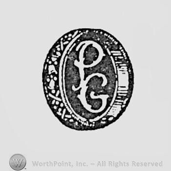 Letters PG inside a ring.