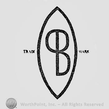 Monogram of letters P and B inside a shape like a diamond.