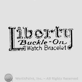 Words LIBERTY BUCKLE ON WATCH BRACELET.