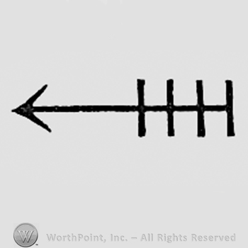 Arrow and four lines on the tail.