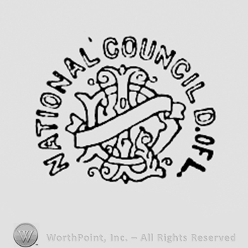 Monogram of letters L and D; words NATIONAL COUNCIL D.DF.L written above.