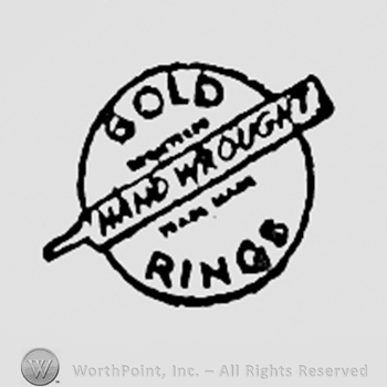 Words SOLD RINGS and HAND WROUGHT inside a circle.