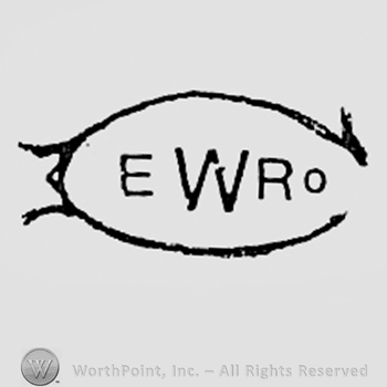 Letters E W RO inside a shape like letter C.