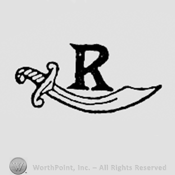 Letter R above a sword.