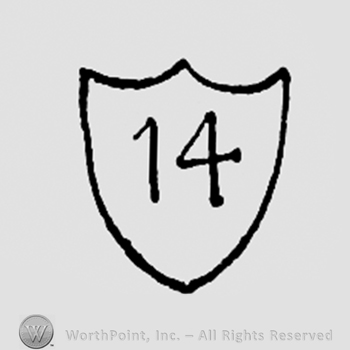 Number 14 on a shield.