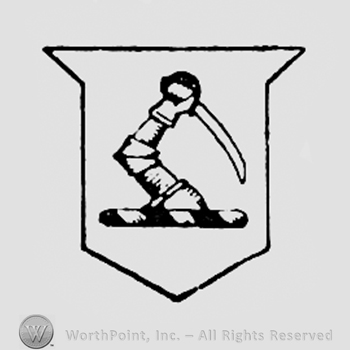 Arm with sword on a shield.