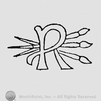Letter R and three paint brushes.