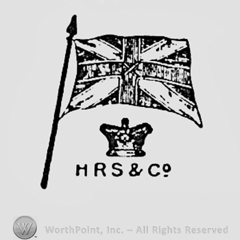 Flag above a crown and letters HRS&CO.