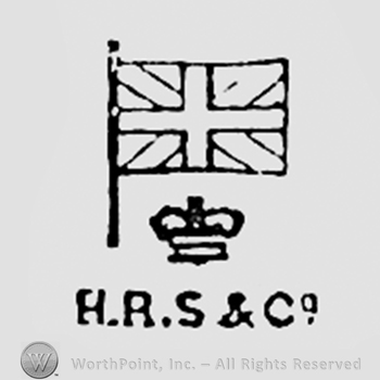 Flag above a crown and letters HRS&CO.