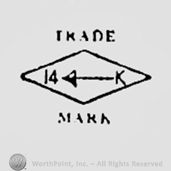 Number 14, arrow and letter K inside a diamond; TRADE MARK written above and bellow.