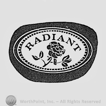 Word RADIANT and a rose inside an oval.