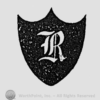 Letter R written on a black shield.