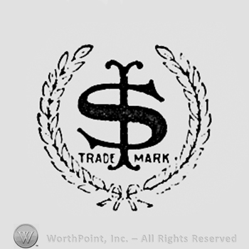 Monogram of letters I and S, words TRADE MARK, all inside two branches.