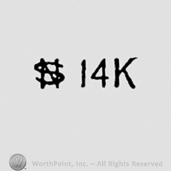 Monogram of letters S and N next to 14K.