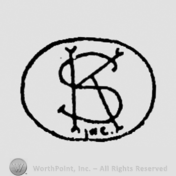 Monogram of letters K and S inside a circle.