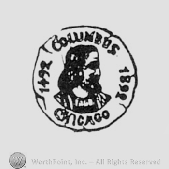 A man's head and words COLUMBUS 1892 1492 written on a coin.