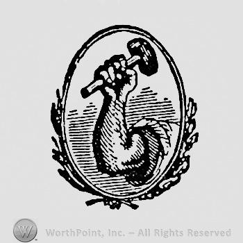 Arm with hammer inside a circle.