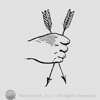 Hand holding two arrows.