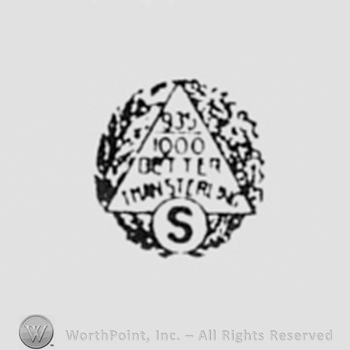 Numbers 935, 1000 and words BETTER THAN STERLING written inside a triangle; letter S inside a circle.