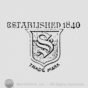 Letter S on a shield; word ESTABLISHED 1840 written above, and TRADE MARK written bellow.