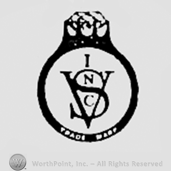 Monogram of letters V,S,I,N,C inside a diamond ring.