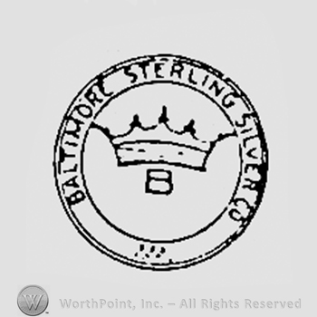 Crown inside a circle; words BALTIMORE STERLING SILVER CO written on the edge.