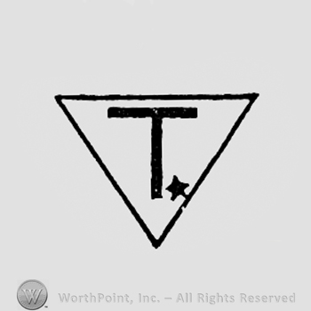 Letter T and a little star, inside a triangle.