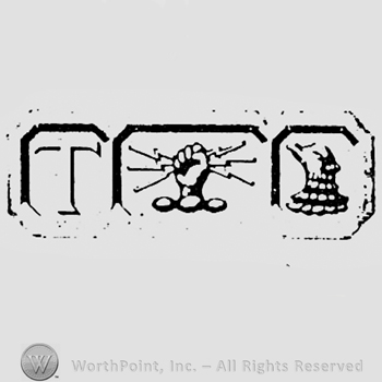 Letter T, a hand and an eagle head.