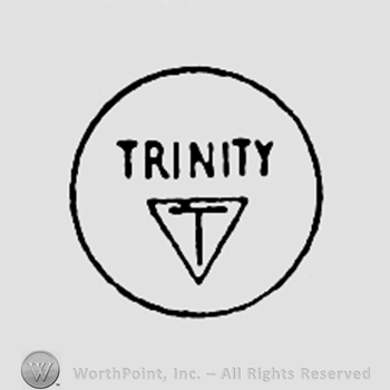 Word TRINITY written above letter t inside a triangle; all inside a circle.