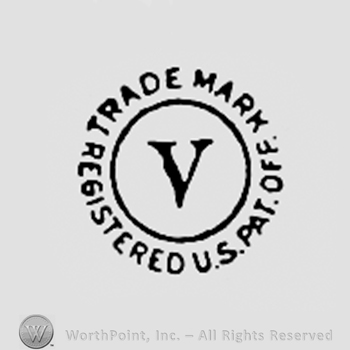 Letter V inside a circle; words REGISTERED USA PAT. OFF. TRADE MARK written on the edge.