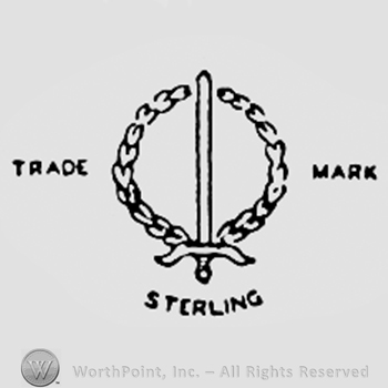 Sword and a circle; TRADE MARK written one side and another and STERLING written bellow.